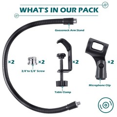 2 Sets Gooseneck Mic Stand 13 Inch Microphone Stand Flexible Gooseneck Deskto…