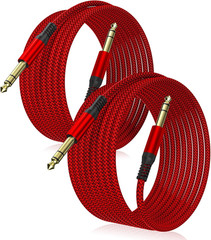 1/4 Inch TRS Instrument Cable 10Ft 2-Pack,Straight 6.35Mm Male Jack Stereo Audio