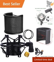 Microphone Shock Mount Pop Filter Metal For 46-51mm Condenser Mic Studio