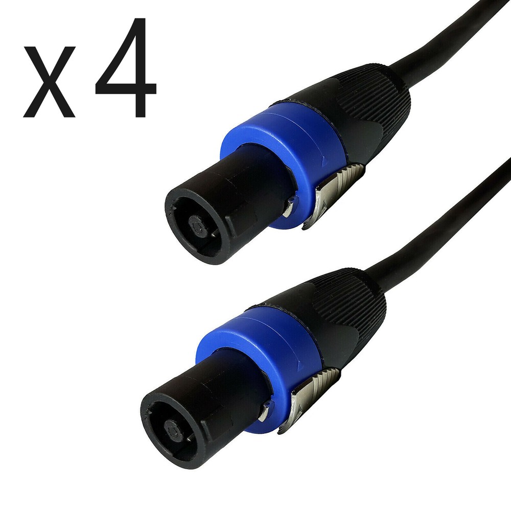 4 Pack – 6ft 2 Conductor 12 Gauge AWG Speakon Compatible Amp DJ PA Speaker Cable