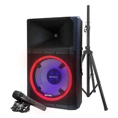 Gemini GSP-L2200PK Bluetooth 2200W 15″ LED Party Lights Speaker Mic Stand Set