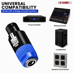 5 Core Speakon 1/4″ Female – Male Connectors Pair 4 Pole SpeakON Connector