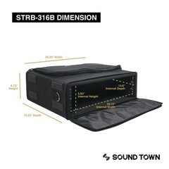 Sound Town Portable 3U Bag w/ 14″ Rackable Depth Plywood Rack Frame STRB-316B