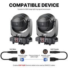1 Pair 5 Pin XLR To RJ45 Cable Male Female Ethernet Connector 3 Feet Audio