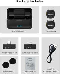 Mini Microphone for iPhone Android, Wireless Mic with 40H Battery, Noise Canc…