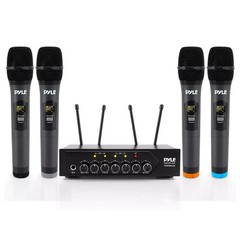 Pyle Wireless Bluetooth Portable Battery Operated 4-Mic Set 5lbs. PDWM4120
