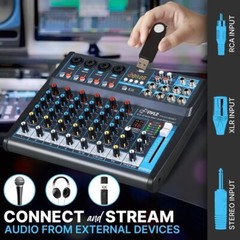 Pyle PMXU83BT Bluetooth Pro Audio DJ Sound Mixer 8 Channels