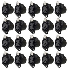 20Pcs XLR 3Pin Female Metal Panel Mount Chassis Connector Nickel plated housing