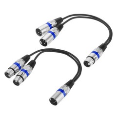 XLR Splitter Cable, 2 Pack 1 Female to 2 Male & 1 Male, Blue Circle