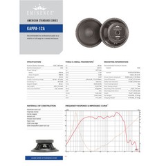 Eminence Kappa 12A 12“ Speaker Driver Woofer 450 Watt RMS 8 ohm 2-PACK