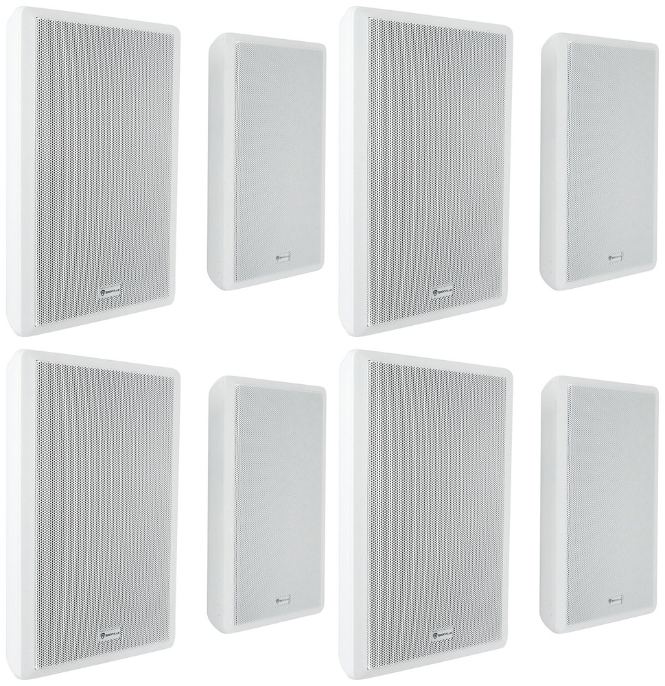 (8) Rockville RockSlim 70W White 5.25″ 70v Commercial Restaurant Wall Speakers