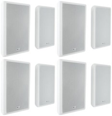 (8) Rockville RockSlim 70W White 5.25″ 70v Commercial Restaurant Wall Speakers