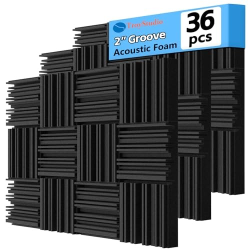Thick Acoustic Foam Panels, 12 X 12 X 2 Inch 36 Pcs Broadband 36 pcs Black