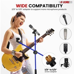 5 Core Microphone Stand Floor Height Adjustable w Extending Telescoping Boom Arm
