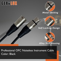 Gearlux 25-Foot XLR Microphone Cable, Male to Female, Black – 2 Pack