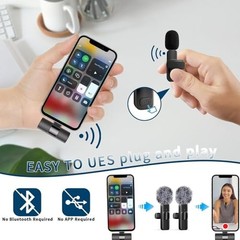 Wireless Microphone Mini Mic for iPhone/Android Phone, LED Display Lavalier Micr
