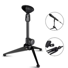 Microphone Desk Adjustable Stand Tripod Desk Top Clip Holder Foldable Table Mic