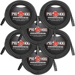 6 Pack Pig Hog PHM30 XLR High Performance 8mm Microphone Cable, 30 Ft – New