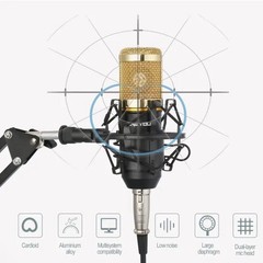 Microphone Podcast Equipment, Studio Recording & Broadcasting Mic with Stand,