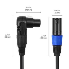 2 PCS 3.3FT Black Right Angle 3Pin XLR Straight Male To 90 Degree Female Mic