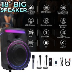18in Pull Rod Outdoor Portable Bluetooth Party Speaker 18500W with LED Lights