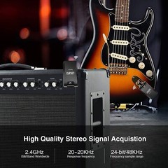 2.4G Wireless Guitar System 6 Channel Transmitter Receiver 1/4″ 1/8″ Plug 100FT