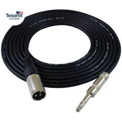 25 Ft Patch Cable Cords – XLR Male to 1/4 Inch TRS Black Cables – 25′ Balanced S