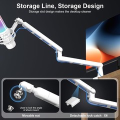 Sturdy Adjustable Microphone Arm Stand with 360° Rotation & Cable Management