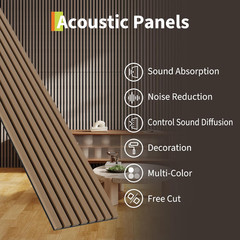 2-Pack 3D Fluted Wood Slat Acoustic Panels 47.2″ X 11.8″(Total 7.7 Ft²) – Stylis