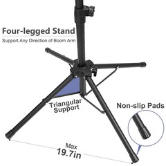 Mic Stand Microphone Floor Boom with Tablet Phone Holder Height Adjustable Clips