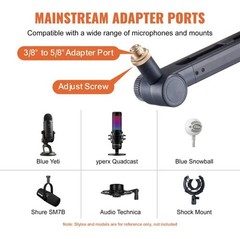 VEVOR Microphone Boom Arm with Desk Mount 360° Rotatable Adjustable Mic Stand
