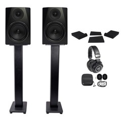 Pair Rockville APM6B 6.5″ 350W Powered Studio Monitors+Stands+Pads+Headphones