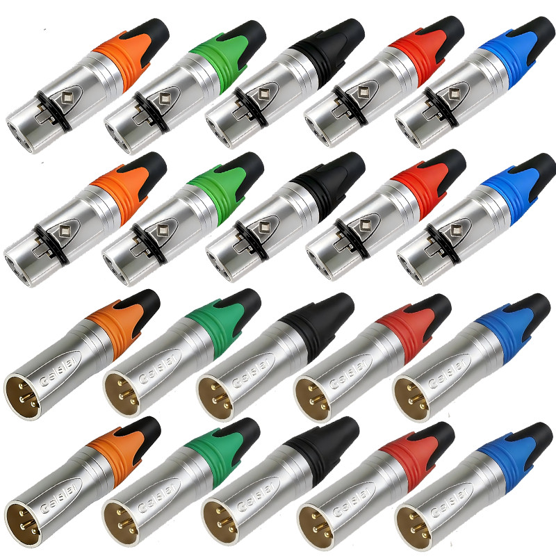 20x XLR 3Pin Male Female Socket Nickel-Plated Housing,Color Flexible Combination
