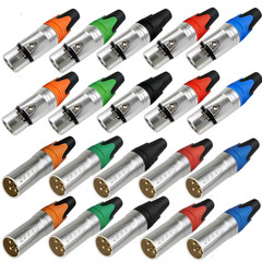 20x XLR 3Pin Male Female Socket Nickel-Plated Housing,Color Flexible Combination