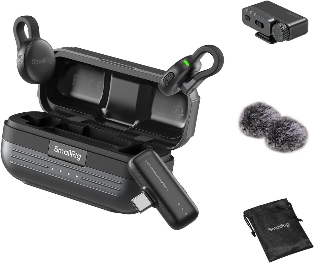 SmallRig S70 Wireless Mic (2 TX+2 RX+Charging Case),USB-C and 3.5mm Jack Compact