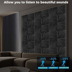 8 Pack Self-Adhesive Soundproof Wall Panels, 12 x 12 x Small 8 Pack thick Black