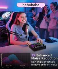 PUPGSIS Gaming Audio Mixer, Interface for pc,1/4″ TRS T12S-Mixer, Black