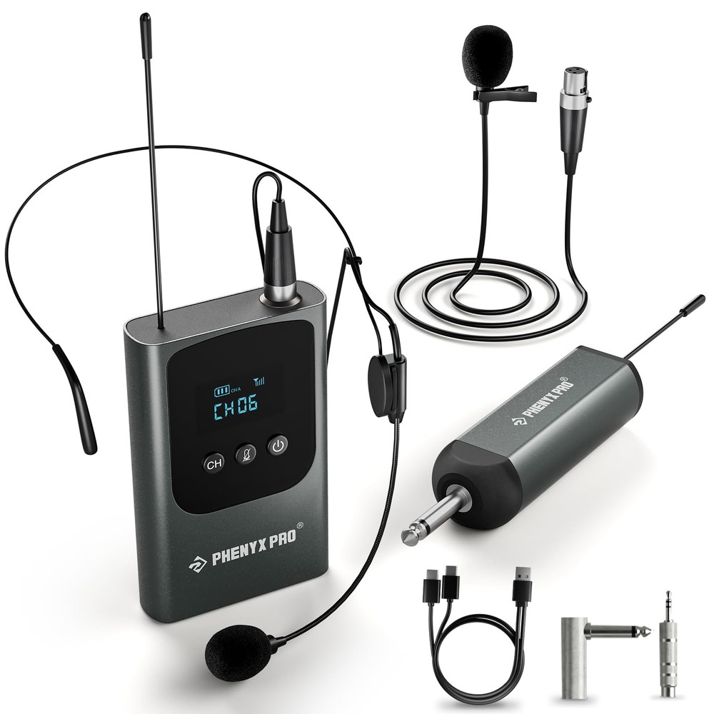 Phenyx Pro Single Digital Wireless Microphone System, w/Mini Receiver, Black