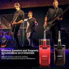 LEKATO Wireless Guitar System 2.4GHz Wireless Transmitter Receiver 6 Channels US