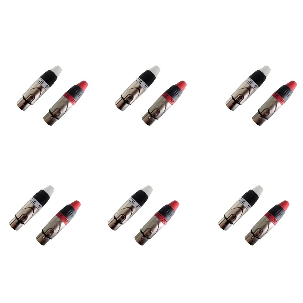 Geisler XLR 3 Pin Female plug 6 Pairs with fine nickel plated housing