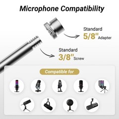 Microphone Boom Arm, Adjustable Microfono Stand Mic Arm with Extra-large Pop …