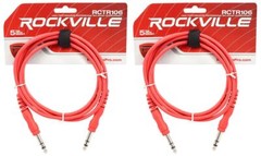 2 Rockville RCTR106R Red 6′ 1/4“ TRS to 1/4“ TRS Cable 100% Copper