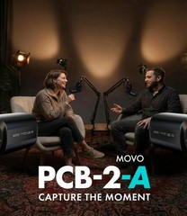 Movo Video Podcast Equipment Bundle with Boom Arms -Interface + 2X Mics Cameras