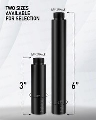 3-INCH Mic Stand Extension Tubes/Rods Parts (2PCS), 2PCS, Black