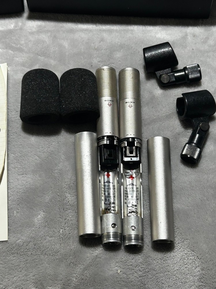 Sony ECM-22P Condenser Microphones Sequential Matched Pair 8470/8471 OBM Tested