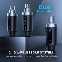 EBJ Wireless Microphone Transmitter Receiver 2.4Ghz, XLR Microphone Wireless …