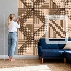 Artisan Acoustic Panels, 8 Pack, 24×24 inch Geometric Locus, Natural Oak