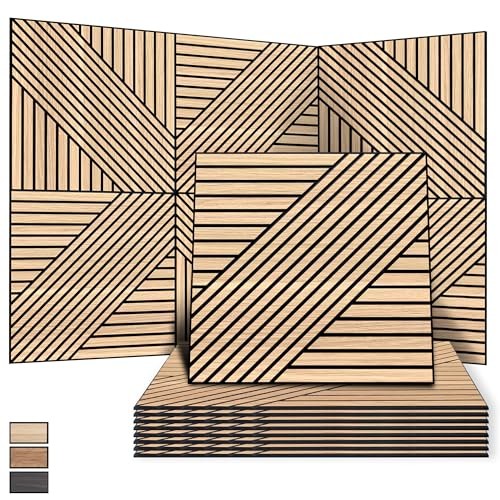 Artisan Acoustic Panels, 8 Pack, 24×24 inch Geometric Locus, Natural Oak