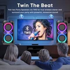 GCZ BT302 Dual 6.5″ 160W Party Speaker, Bluetooth 5.3 Wireless, 2.1-Channel