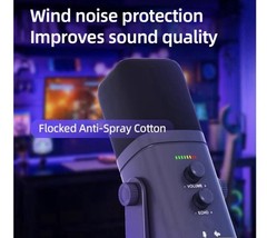 USB/XLR Desktop Dynamic Microphone with RGB Light, Noise Reduction & Mute Button
